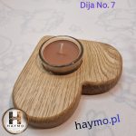Świecznik drewniany dębowe serce artystyczne Dija No. 7 - 