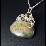 Srebrny wisior z labradorytem handmade - Sterling Silver wire wrapped pendant with Labradorite, gift for her, gift for mom, perfect present, unique artisan handcrafted jewelry