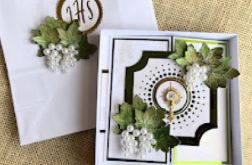 142,komunia - kartka w pudełku w komplecie z torebką