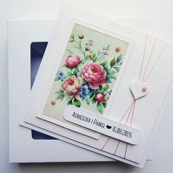 Kartka na ślub z bukietem róż romantyczna 