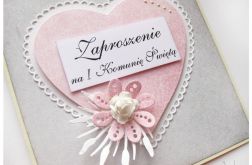 Zaproszenia komunijne z sercem dla dziewczynki