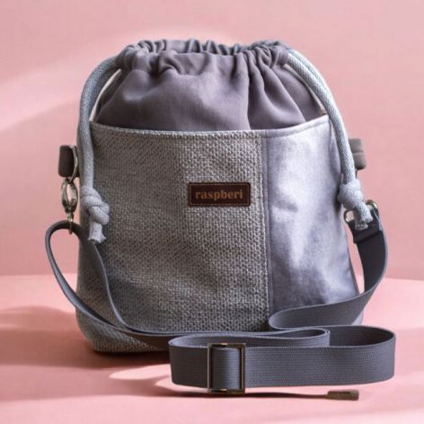 Szara listonoszka z kominem patchwork plecionka