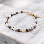 Bransoletka czarny turmalin kamień dalmatyńsk - 4