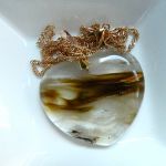 Kwarc rutylowy, włosy Wenus, serce, serduszko, wisior w złocie - 