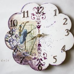 Zegar decoupage z baletnicą shabby chic