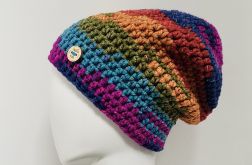 Gruba czapka beanie smerf kolorowa szydełkowa 8