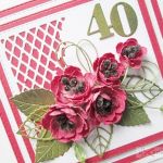 Kartka ROCZNICA ŚLUBU czerwono-biała - Kartka na rocznicę ślubu z czerwonymi kwiatami