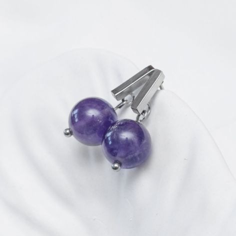 Klasyczne kolczyki pozłacane z Ametystem