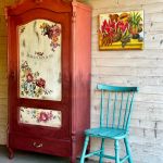 Krzesło turkusowe shabby chic, patyczak – z charakterem - 