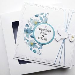 Oryginalna kartka z gołębicą Chrzest handmade