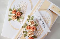 Kartka W DNIU ŚLUBU brzoskwiniowa