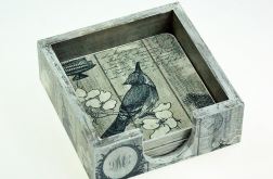 podkładki pod kubki- grey bird