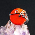 Koral Srebrny pierścionek z czerwonym koralem - Oxydized Sterling Silver ring with Red Coral gift for her gift for mom perfect present unique artisan handcrafted jewelry for women