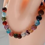 Bransoletka z Agatem 6 mm makrama boho kolorowa - 