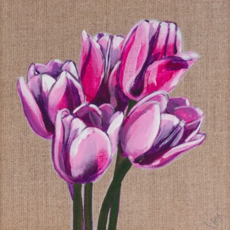 Tulipany obraz malowany na płótnie lnianym