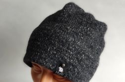 Czapka ręcznie robiona na drutach, kaszmir melanż.
