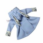 Komplet płaszczyk z uszkami czapka chustka błękit r.68/74 - 