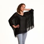 Czarna tunika szyfonowa - Szyfonowa czarna tunika onesize