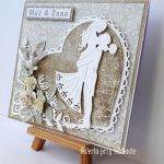 Kartka ślubna beżowo-brązowa A34 - ślub