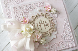 Pamiątka Komunii Św.- pudrowy róż
