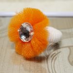 Pomarańczowy kwiatek gumka frotka do włosów Edytka - Pomarańczowe gumeczki