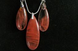 Różowy kwarc mszysty, wisiorek i kolczyki w srebrze, zestaw biżuterii