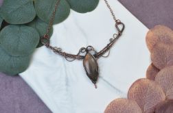 Miedziany naszyjnik wire wrapping z labradorytem #503