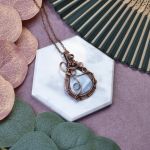 Miedziany wisiorek wire wrapping z opalem owyhee #515 - 