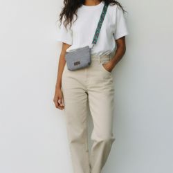 Szara kopertówka mini nerka saszetka