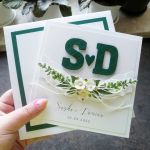 kartka ślubna inicjały biało zielona SLB 111 - 4