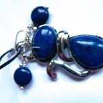 Lapis lazuli, wisiorek z kotkiem i kolczyki - 