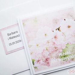 Kartka ŚLUBNA z grafiką - jasnoróżowa