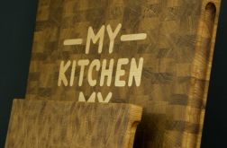 Deski do krojenia sztorcowe na stojaku MY KITCHEN MY RULES Zestaw