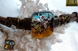 Nad Złotym Stawem - bransoleta z żywicy i rzemienia