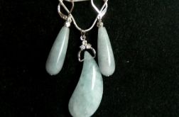 Kojący błękitny akwamaryn, wisiorek i kolczyki, zestaw biżuterii