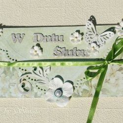 Kopertówka z okazji ślubu 'green flowers'- wyprzedaż