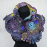 Szalik freeform crochet niebieski - 