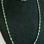 Zielone perły naturalne, naszyjnik i bransoletka z pereł, komplet - 